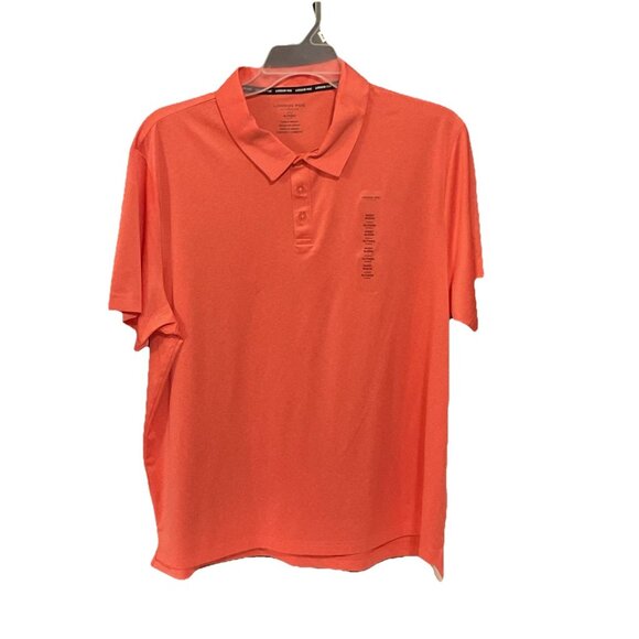 London Fog Men's Poly Textured Space Dye Polo X-Large Fizzy Coral NWT - Picture 1 of 5
